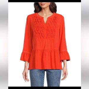NWT John Mark Vibrant  Coral Blouse Sz.L